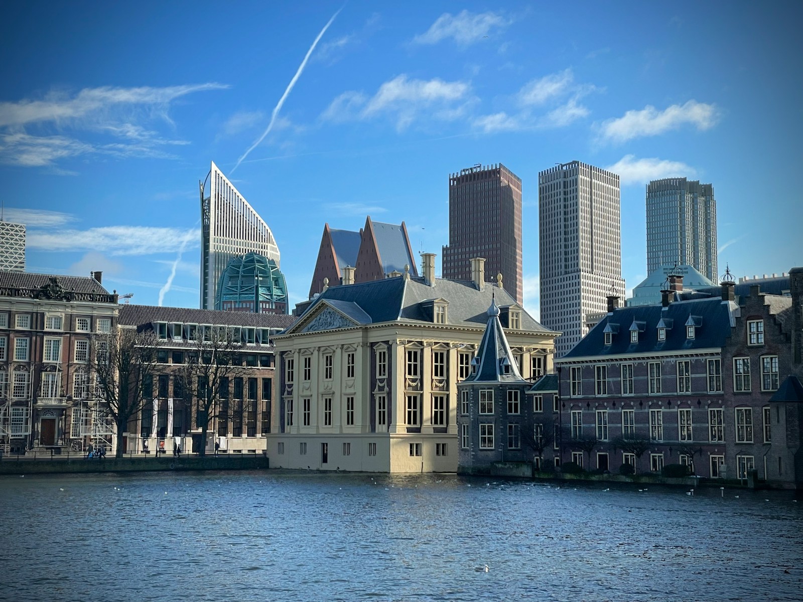 a body of water with buildings along it