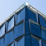 blue and white concrete building