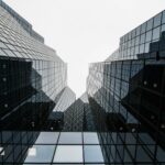worm's-eye view of glass building